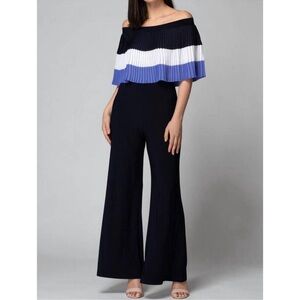 NEW JOSEPH‎ RIBKOFF pleated jumpsuit in midnight blue sz 14